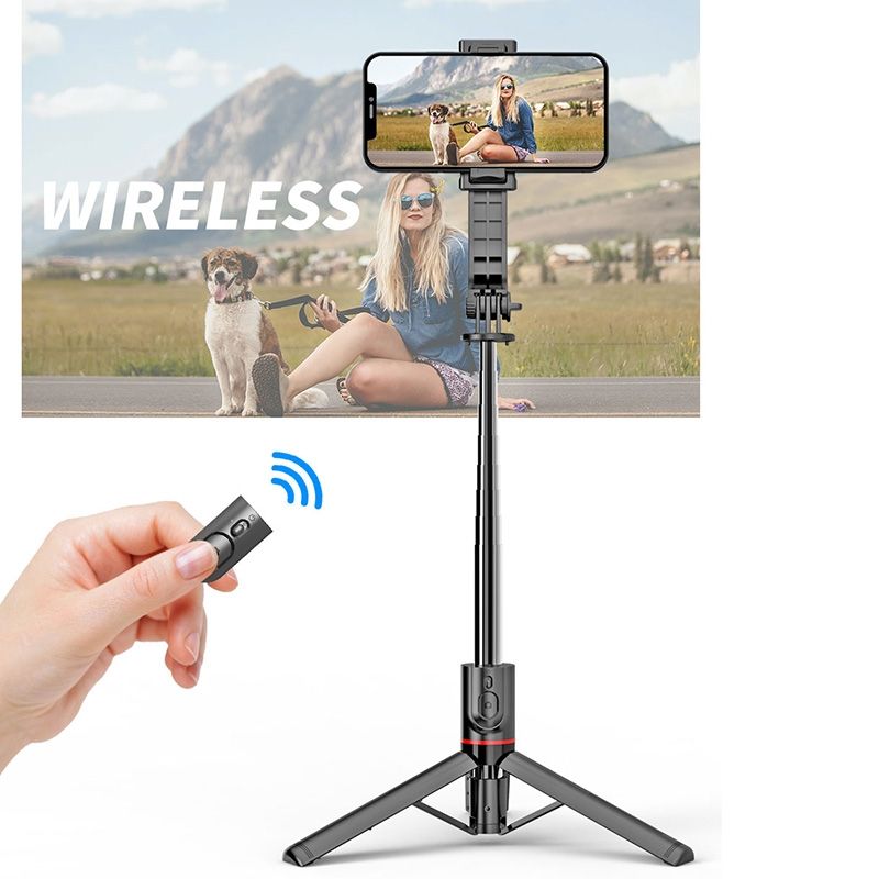 1.13m wireless selfie stick tripod with remote control