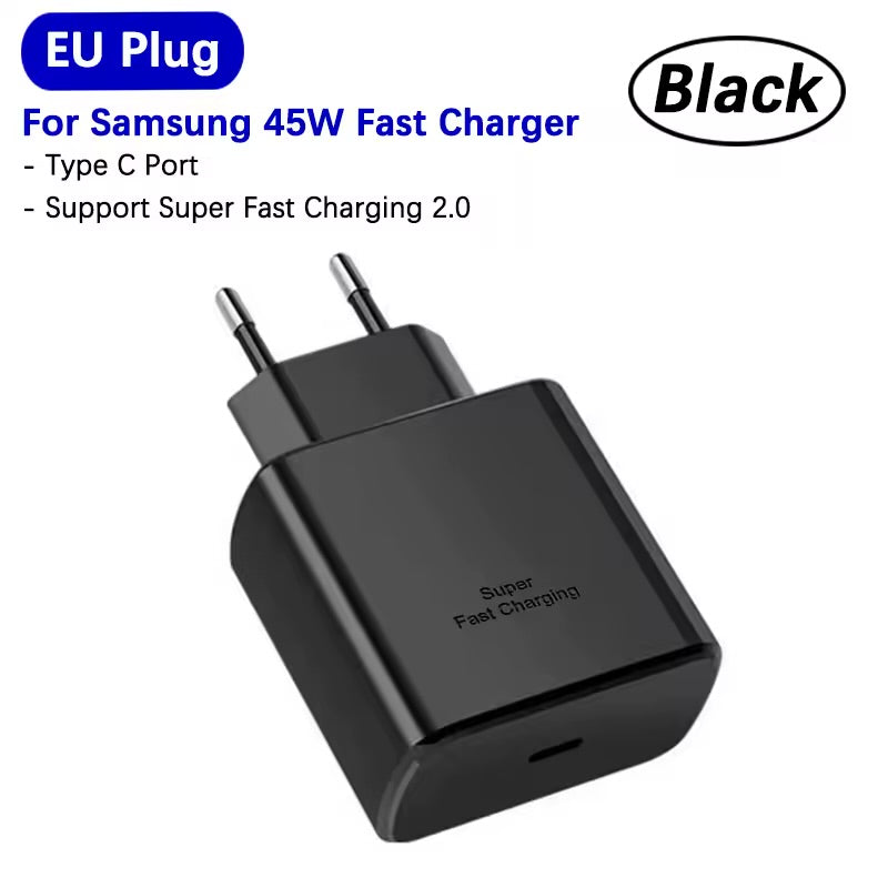 Samsung 45w Super Fast Charger PD Adapter EU US Type C Cargador For Galaxy S26 S25 FE S24 Ultra S23 Plus A55 A56