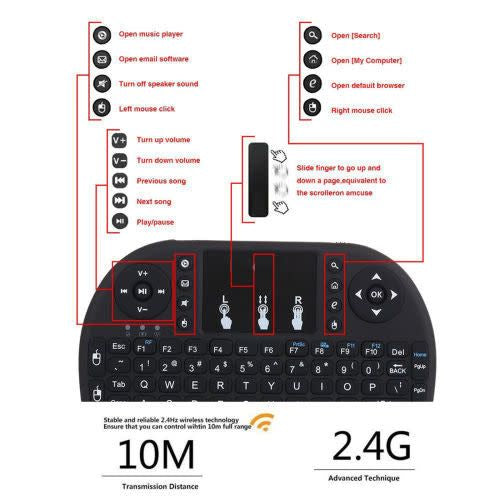 Mini 2.4GHz Wireless Backlit Keyboard Touchpad for PC Android TV Box