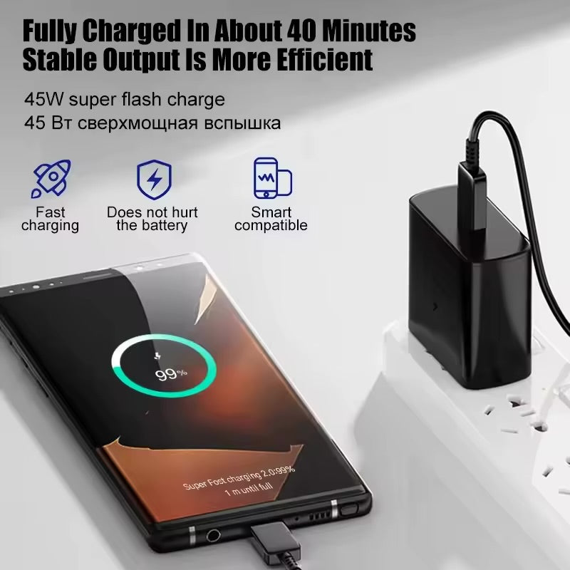 Samsung 45w Super Fast Charger PD Adapter EU US Type C Cargador For Galaxy S26 S25 FE S24 Ultra S23 Plus A55 A56