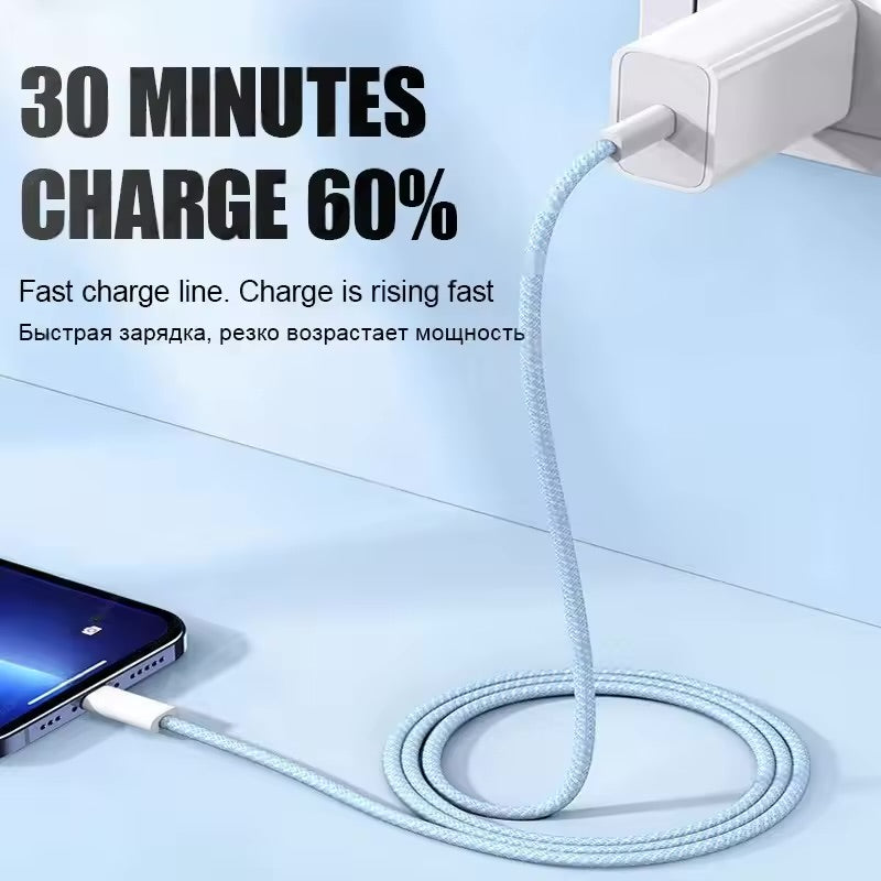 Fast Charging Cable For USB Type C to Type C Data Line Phone Charger 35W