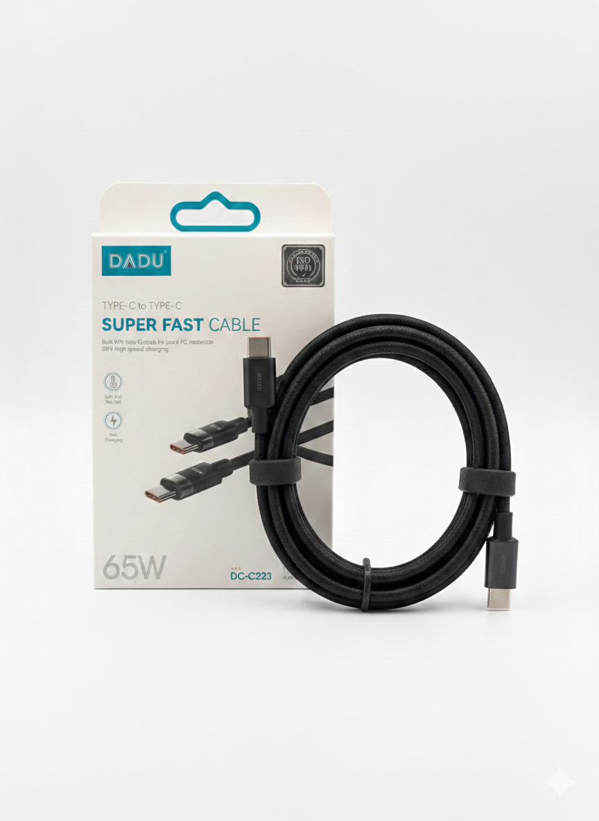 DADU 65W Super Fast Type-C to Type-C Cable – Metal Braided Fast Charging Cable