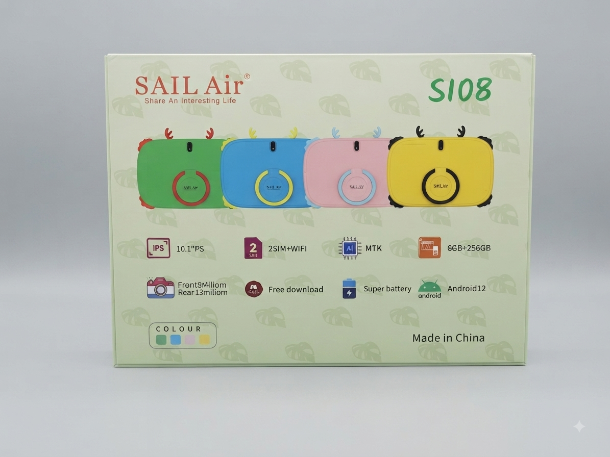 SAIL Air S108 10.1" Kids Tablet – 6GB RAM, 256GB Storage, Android 12