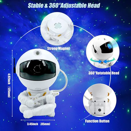 Astronaut Rotatable Mini Nebula Projector Night Light - White