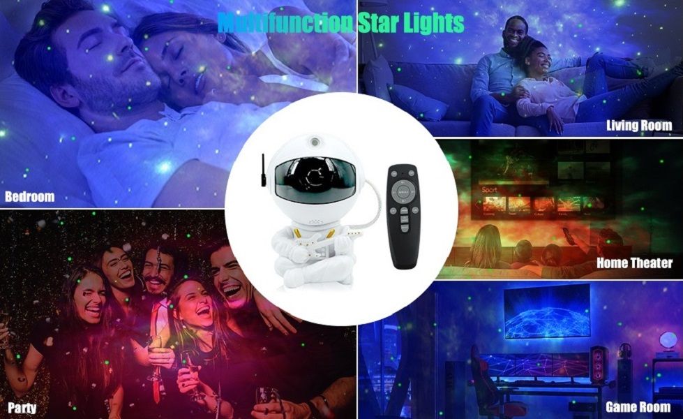 Astronaut Rotatable Mini Nebula Projector Night Light - White