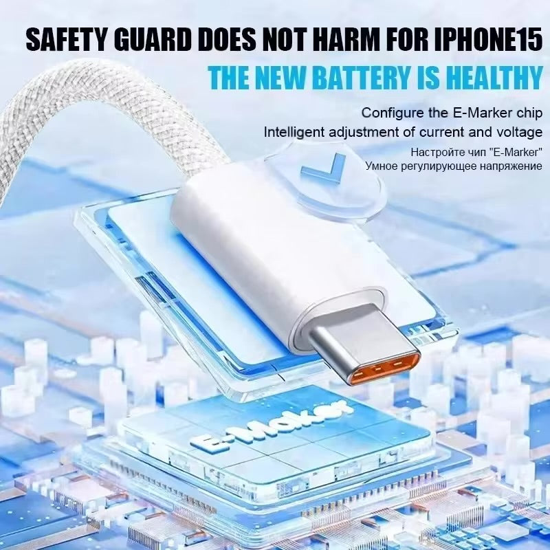 Fast Charging Cable For USB Type C to Type C Data Line Phone Charger 35W