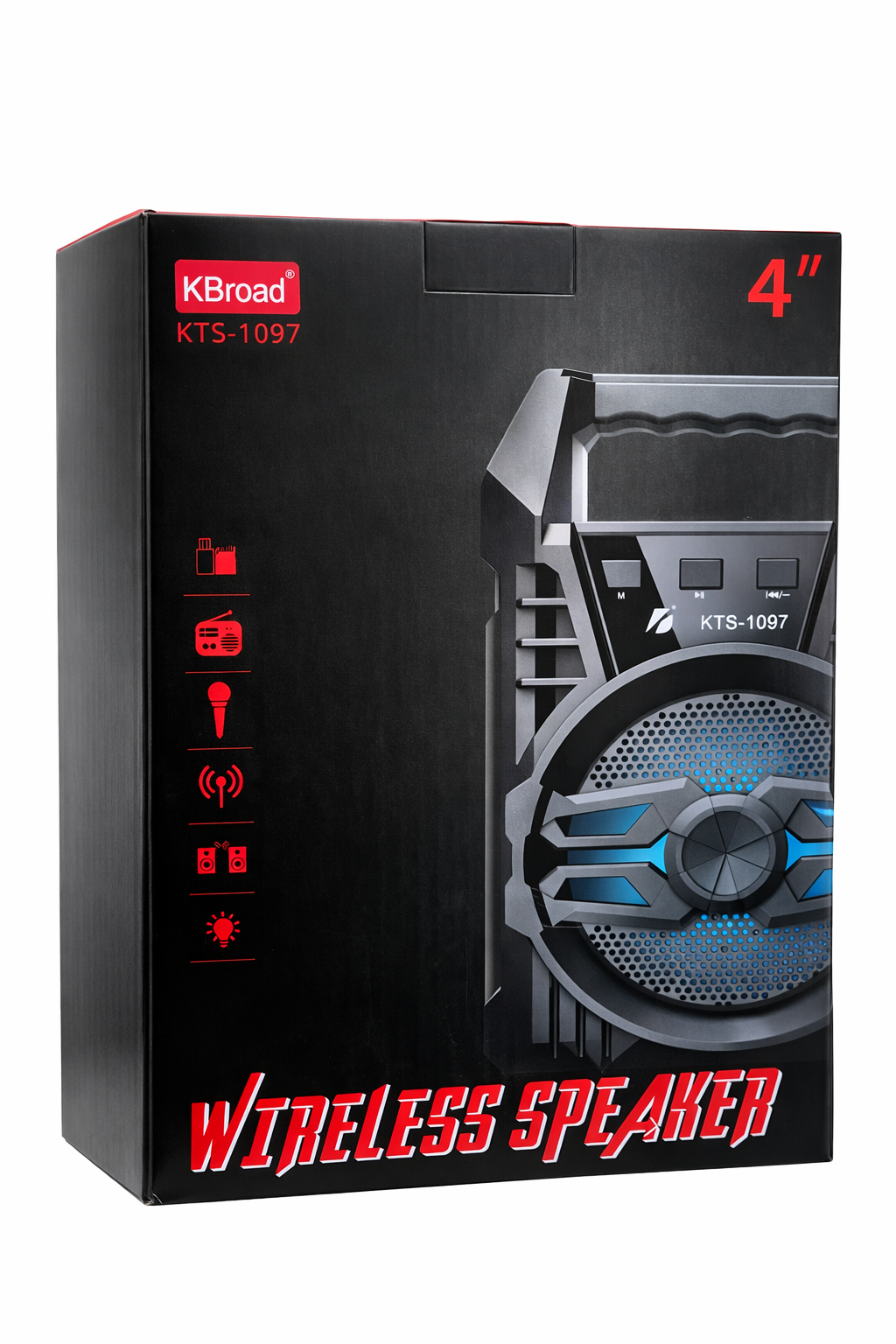 4” Wireless Bluetooth Speaker – Portable Rechargeable Party Speaker with FM & USB KBroad KTS-1097