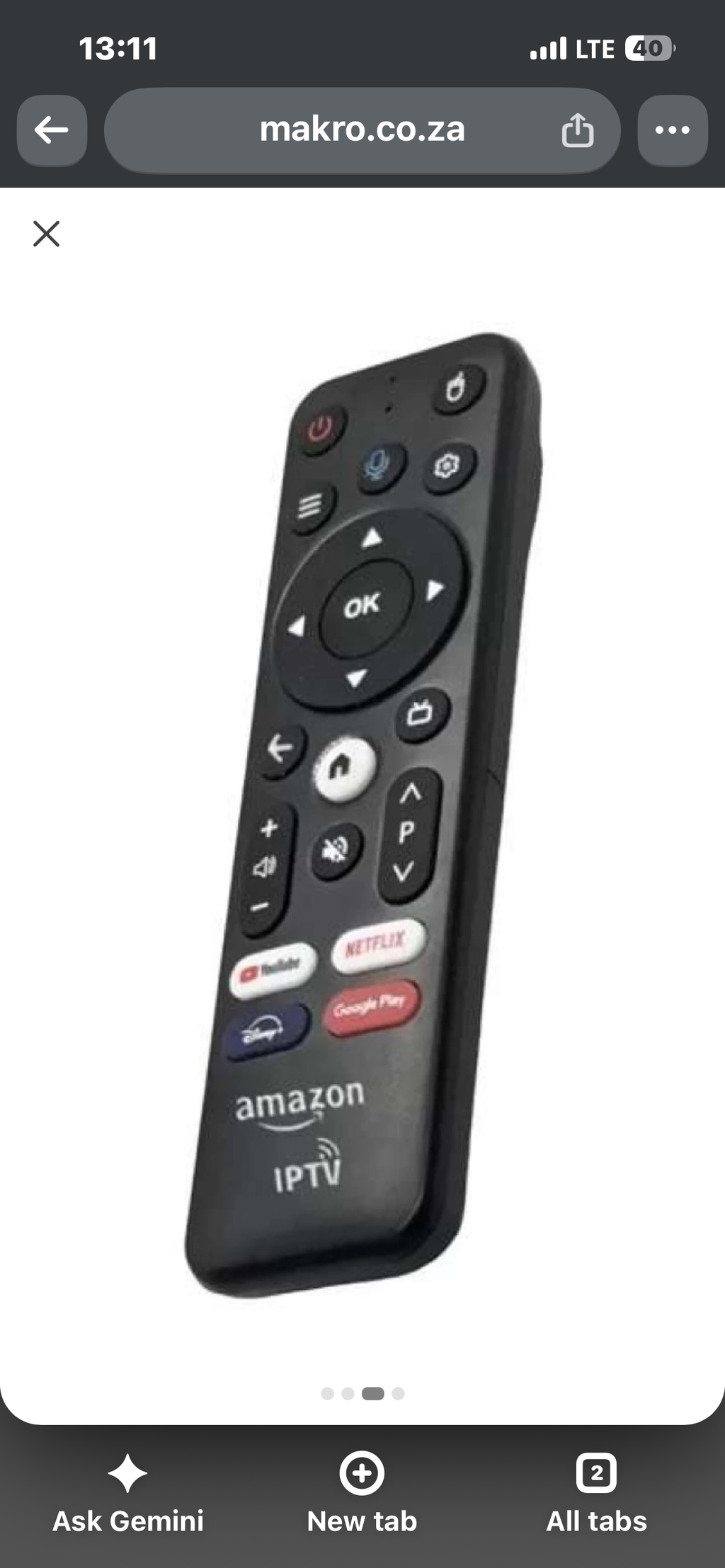 Streaming TV stick voice remote close-up