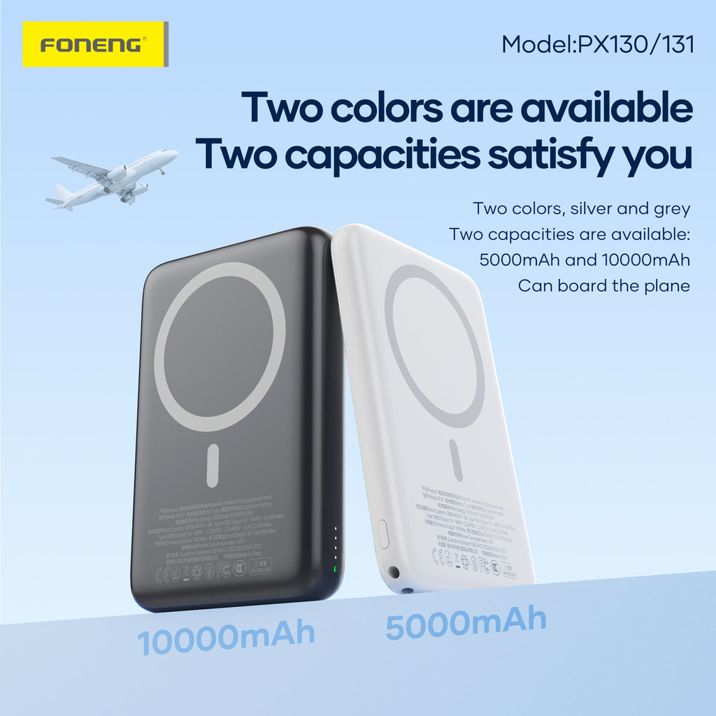 FONENG PX130 5000mAh and PX131 10000mAh magnetic wireless power bank