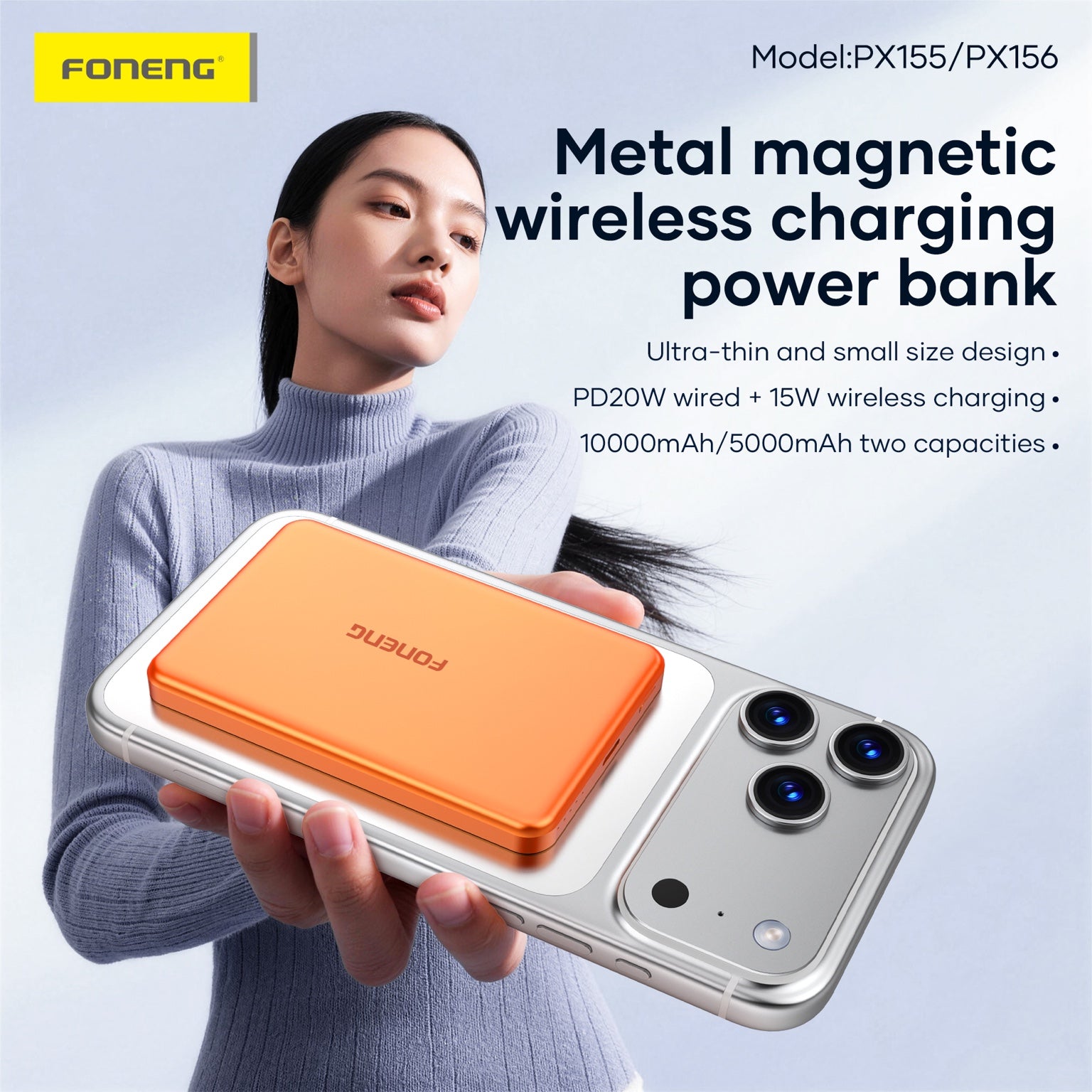 FONENG PX155 PX156 magnetic wireless charging power bank