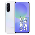 Samsung Galaxy A36 5G in Awesome Lavender, front and back