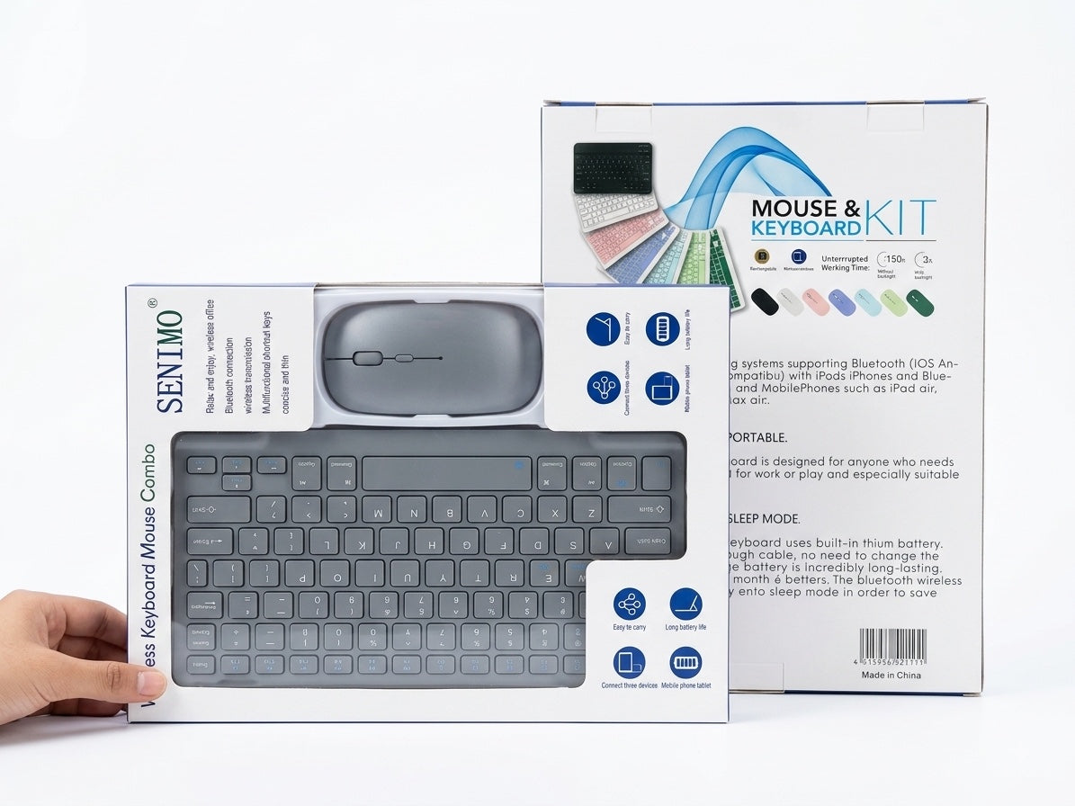 Senio Bluetooth keyboard and mouse combo with rechargeable wireless keyboard and mouse