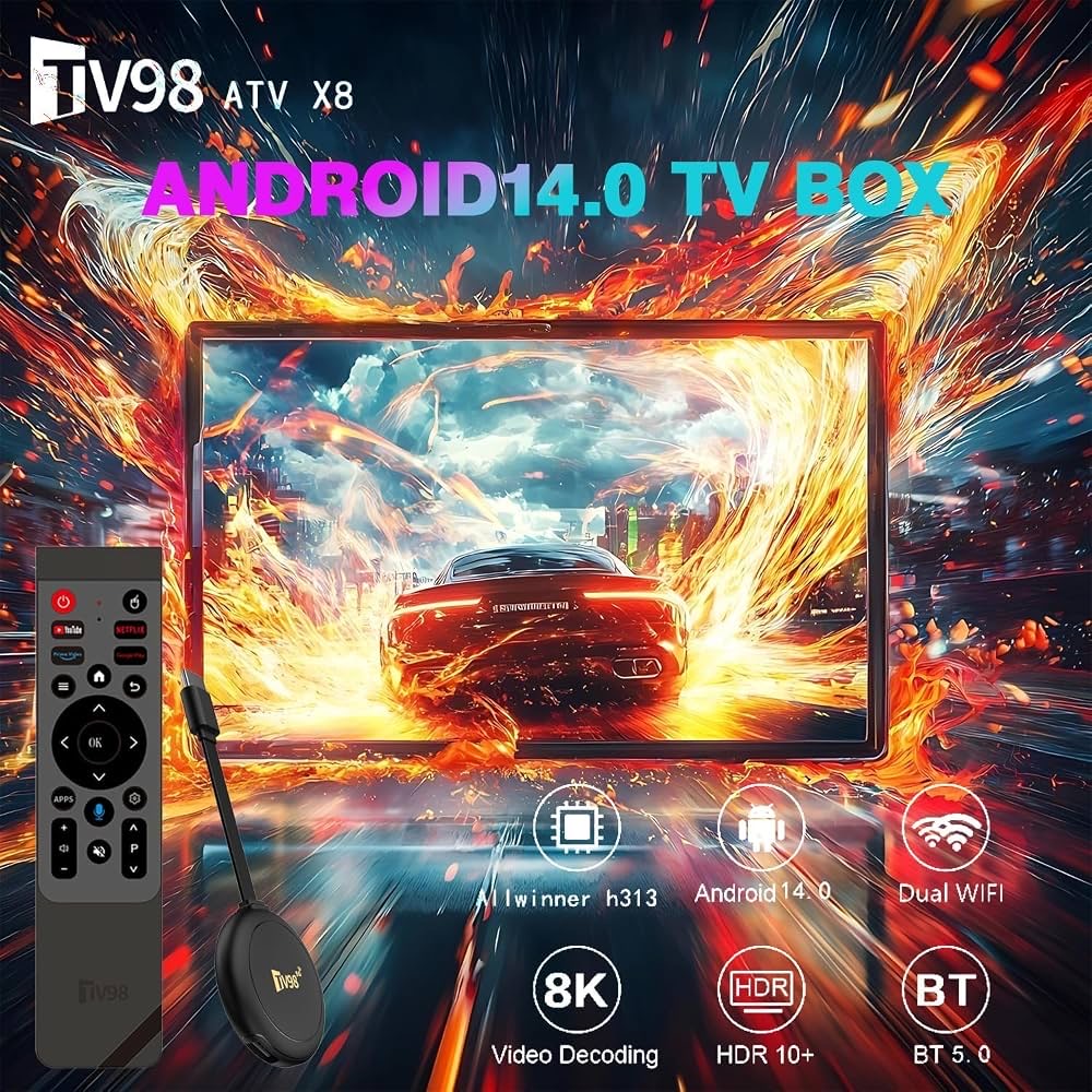 TV98 ATV X8 Android TV stick with 8K HDR and Bluetooth features